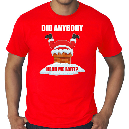 Plus size fun Christmas t-shirt Did anybody hear my fart red for men