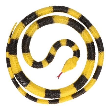 Grote rubberen speelgoed Python slangen geel/zwart 137 cm