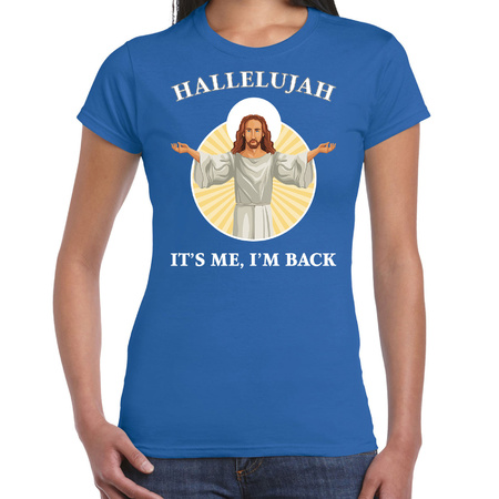 Hallelujah its me im back Kerst t-shirt / outfit blauw voor dames