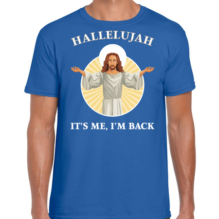 Hallelujah its me im back Kerst t-shirt / outfit blauw voor heren