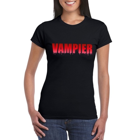 Halloween vampier tekst t-shirt zwart dames