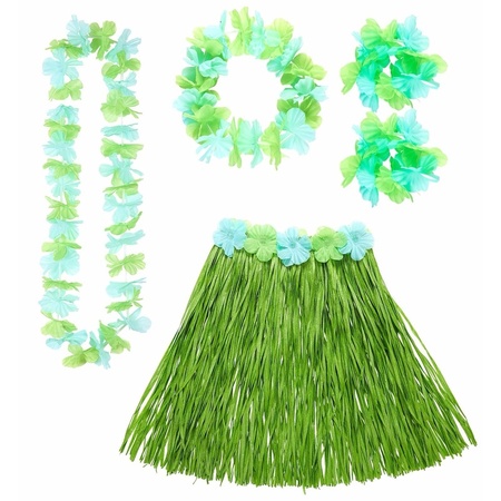Green Hawaiian dress up set for women