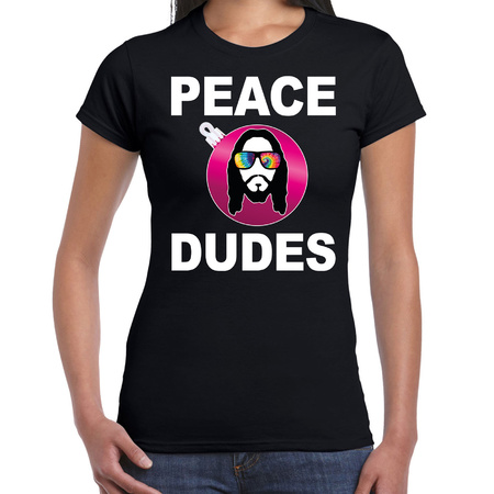 Hippie jezus Christmas ball t-shirt Peace dudes black for women