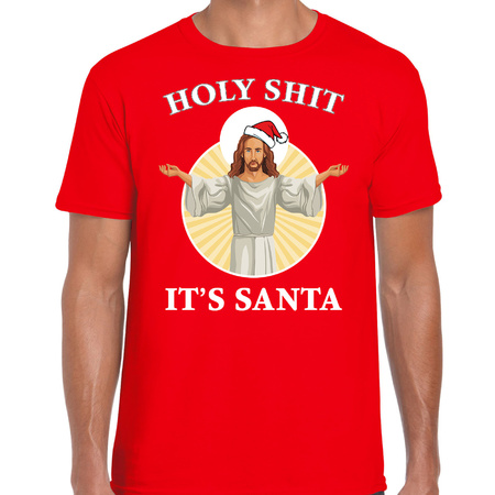 Holy shit its Santa fout Kerstshirt / outfit rood voor heren