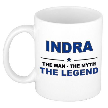 Indra The man, The myth the legend pensioen cadeau mok/beker 300 ml