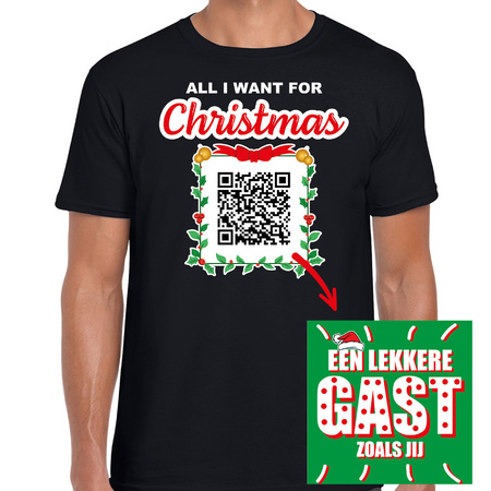 Christmas  t-shirt QR code Een lekkere gast black for men