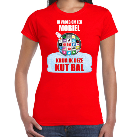 Kut Kerstbal shirt / Kerst outfit Ik vroeg om een mobiel krijg ik deze kut bal rood voor dames