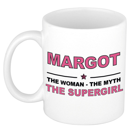 Margot The woman, The myth the supergirl pensioen cadeau mok/beker 300 ml