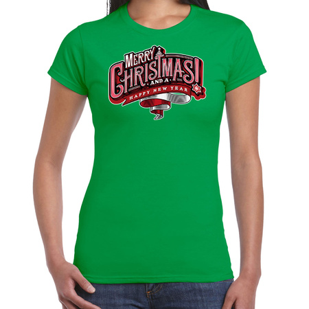 Merry Christmas Kerstshirt / Kerst t-shirt groen voor dames