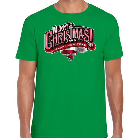 Merry Christmas Kerstshirt / Kerst t-shirt groen voor heren