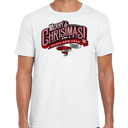 Merry Christmas Kerstshirt / Kerst t-shirt wit voor heren