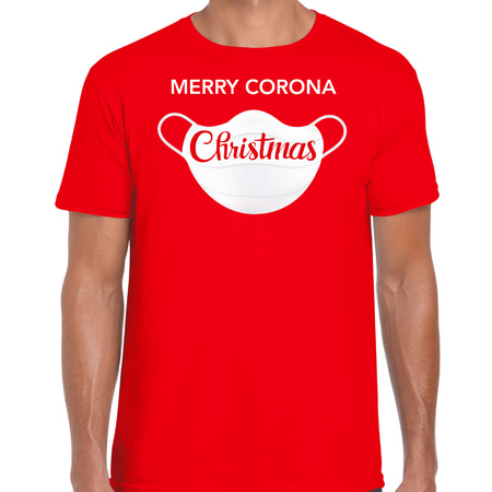 Merry corona Christmas fout Kerstshirt / outfit rood voor heren