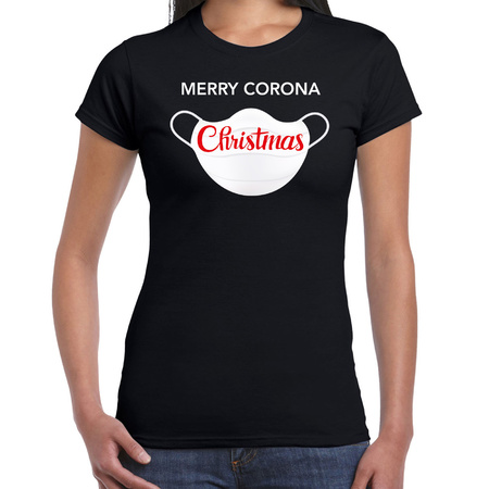 Merry corona Christmas t-shirt black for women