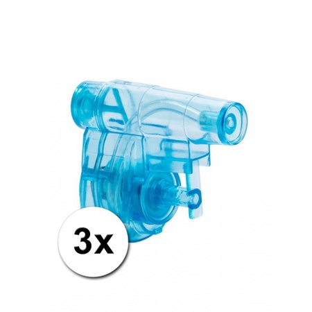 3x Mini hand waterpistolen blauw 5 cm