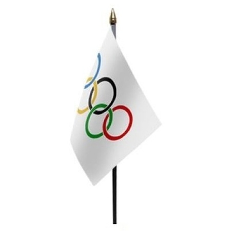 4x pieces olympic table flags 10 x 15 cm with base