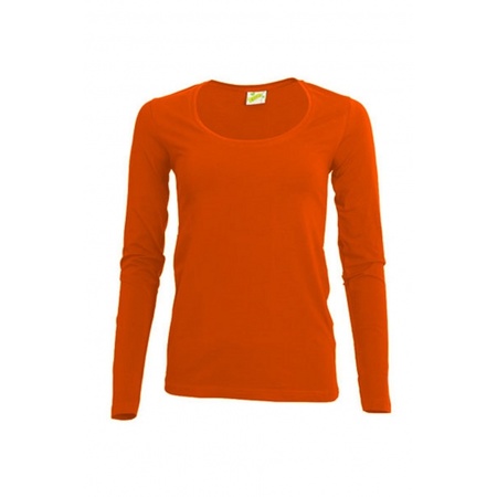 Bodyfit oranje dames shirts met lange mouwen