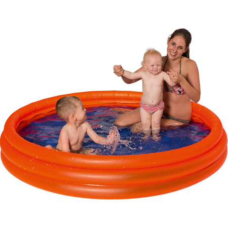 Oranje opblaasbaar zwembad 175 x 31 cm inclusief voetenbadje