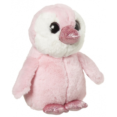 Pinguin knuffeltje roze 18 cm