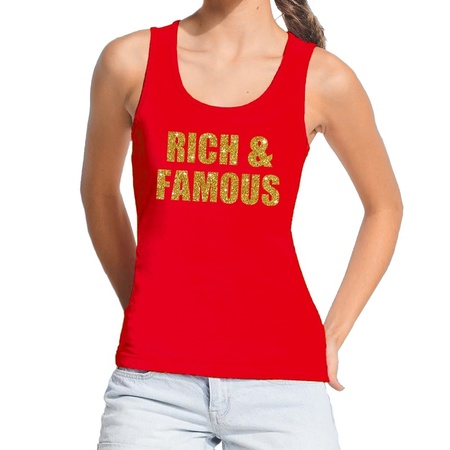Rich and Famous glitter tanktop / mouwloos shirt rood dames