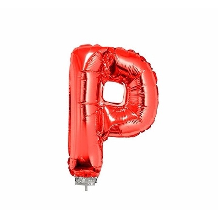 Rode opblaas letter ballon P folie balloon 41 cm