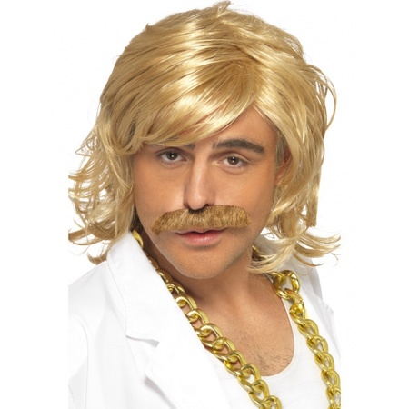 Blond wig and moustache