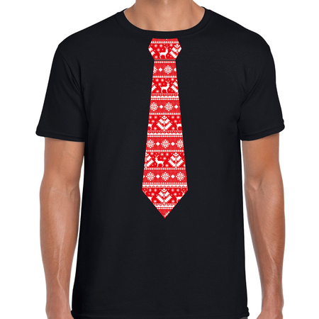 Funny Christmas tie t-shirt christmas pattern black for men