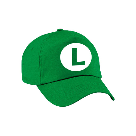 Dress up cap / carnaval cap Luigi green for kids