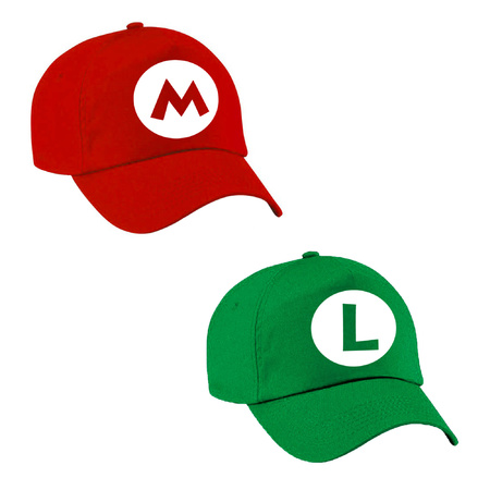 Dress up cap / carnaval cap Mario and Luigi for children