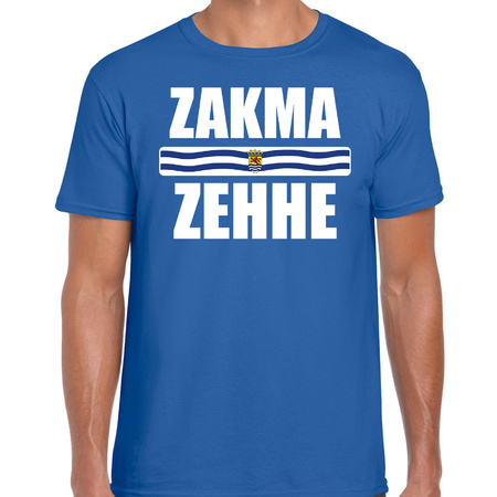 Zakma zehhe met vlag Zeeland t-shirts Zeeuws dialect blauw voor heren
