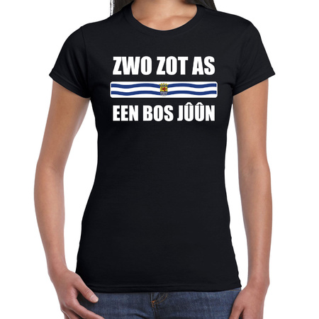 Zwo zot as een bos juun with flag Zeeland t-shirts black for women